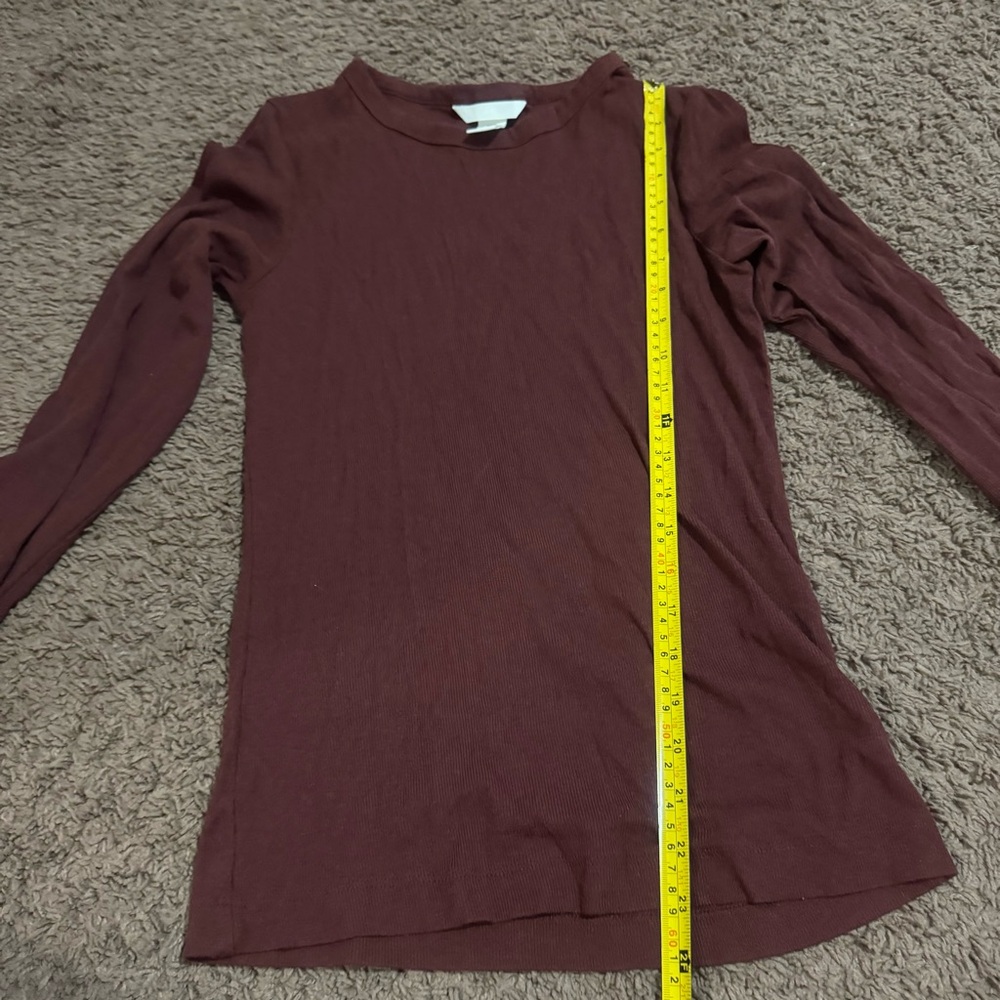 H&M Crew Neck Slim Fit Shirt Thermal Long Sleeve Top Gray Burgundy LOT OF 2 M - Picture 6 of 11